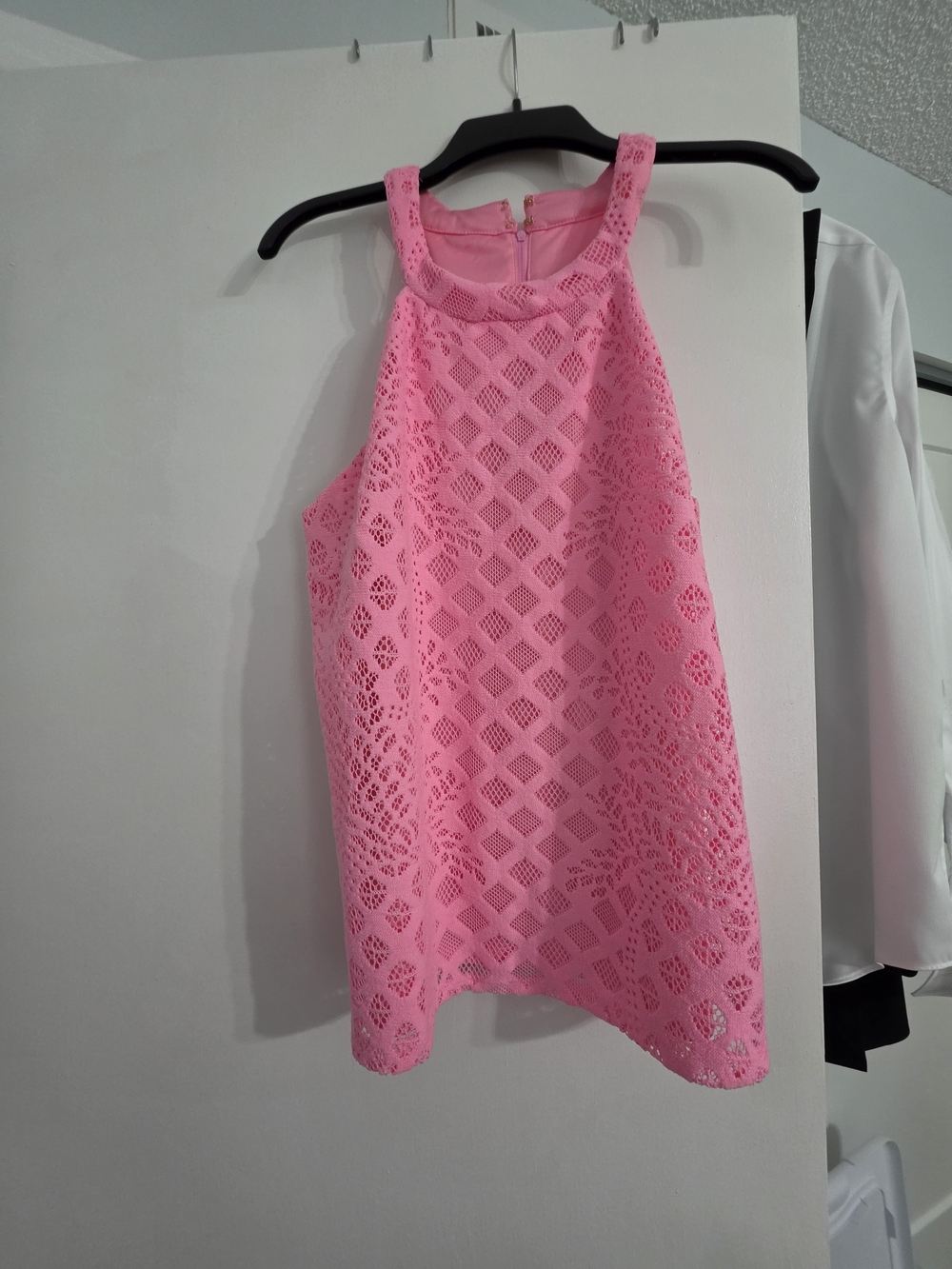 Lilly Pulitzer Pink Crochet Halter Tank Top Size XL